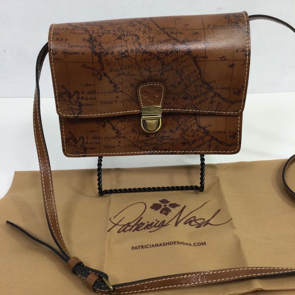Patricia Nash Lauretina Crossbody Organizer Bag Leather Signature Map Print